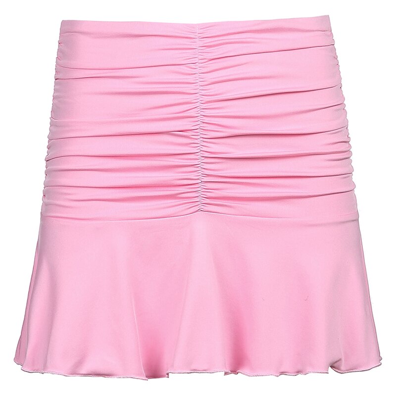 High Waist Preppy Style Ruched Pleated Skirts