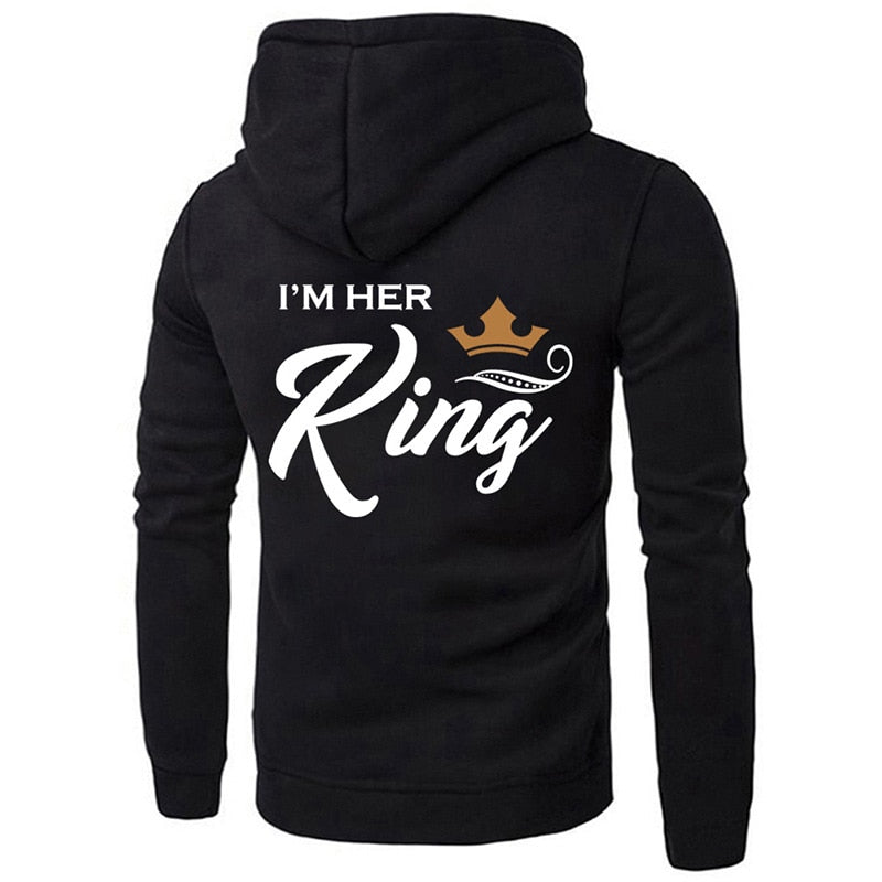 King Queen Letter Hoody Women's Clothing Her King His Queen