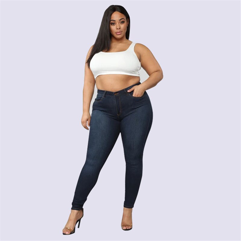 Women Fashion Plus Size High Waist Skinny Jeans