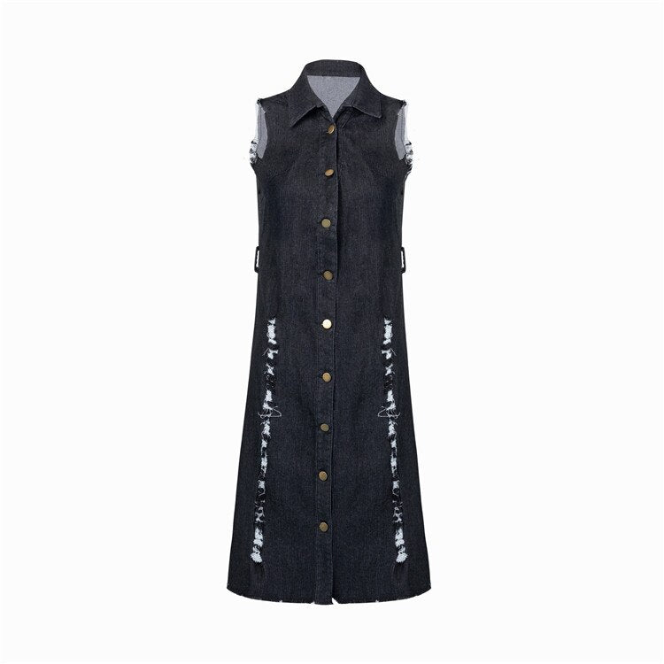 Women Summer Sleeveless Denim Jean Dress