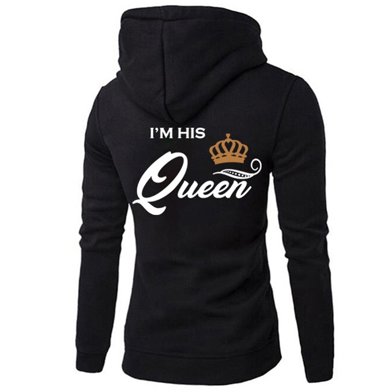 King Queen Letter Hoody Women's Clothing Her King His Queen