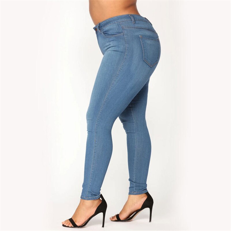 Women Fashion Plus Size High Waist Skinny Jeans
