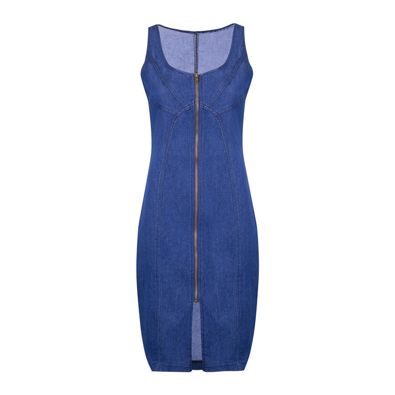 Women Sleeveless Denim Jean Dress