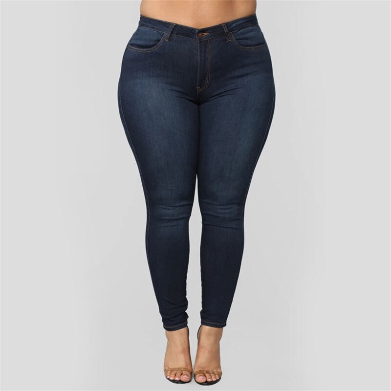 Women Fashion Plus Size High Waist Skinny Jeans