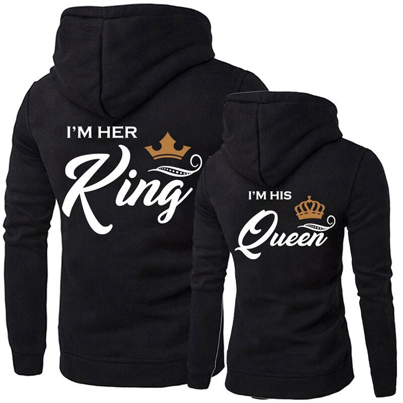 King Queen Letter Hoody Women's Clothing Her King His Queen