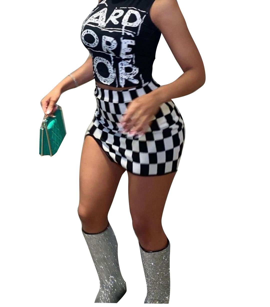 Checkerboard Printed For Women 2 Piece Set