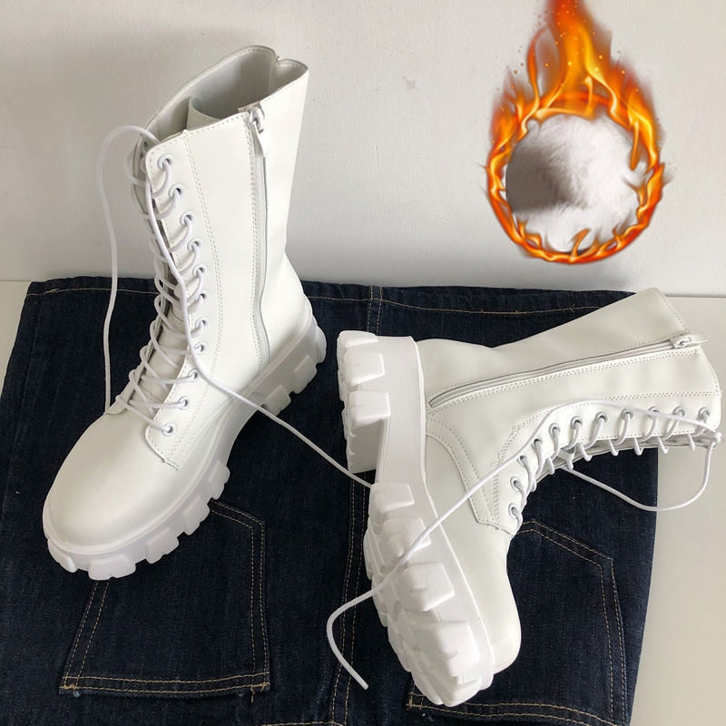 Women Mid Calf Platform Heel Boots