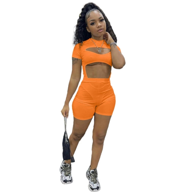 Sexy Two Piece Set Cut Out Bodysuit