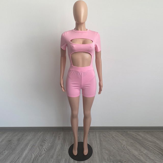 Sexy Two Piece Set Cut Out Bodysuit