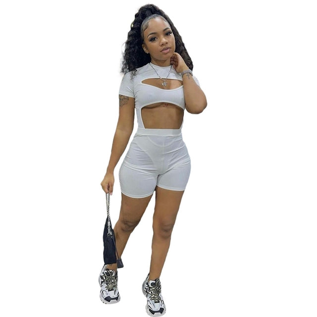 Sexy Two Piece Set Cut Out Bodysuit