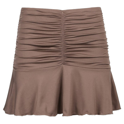 High Waist Preppy Style Ruched Pleated Skirts