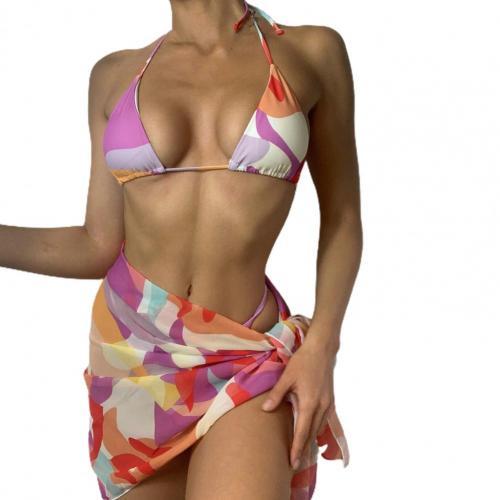 Stylish 3-Piece Swimsuit Set with Flirty Skirt